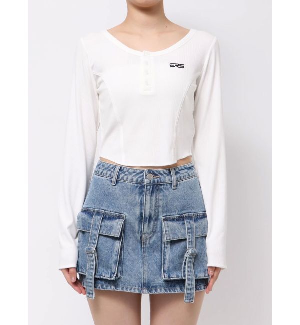 EVRIS「ワンポイントヘンリーネックトップス」|Tシャツ・カットソー|