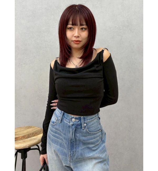EVRIS「チェーンドレープリブトップス」|Tシャツ・カットソー|