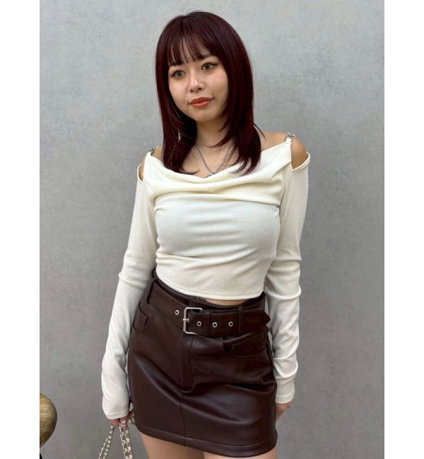 EVRIS「チェーンドレープリブトップス」|Tシャツ・カットソー|