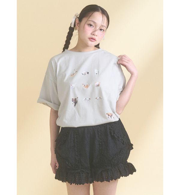 merry jenny「ひるやすみのらねこtee」|Tシャツ・カットソー|ミントグリーン