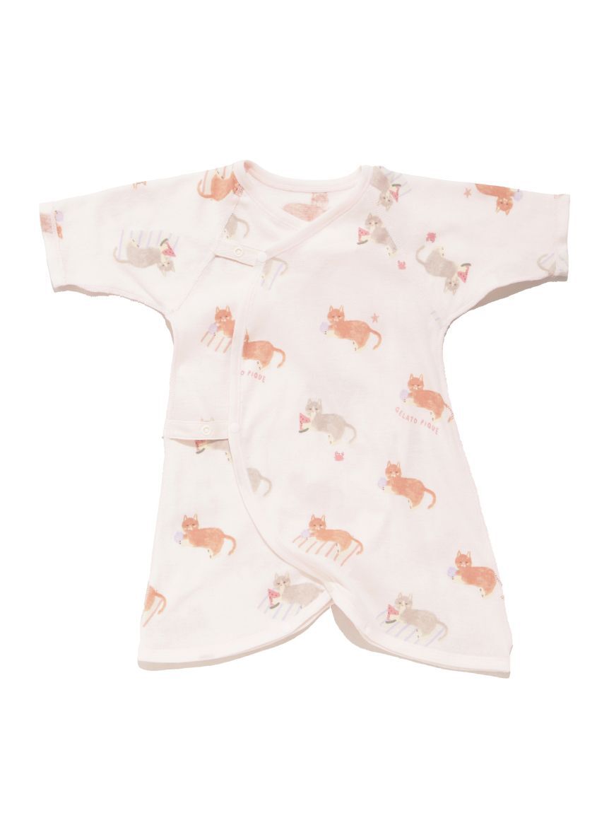 GELATO PIQUE KIDS & BABY「【新生児】シーサイドキャット柄コンビ肌着」|ロンパース|