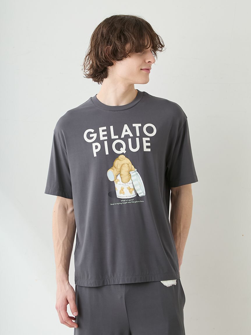 GELATO PIQUE HOMME「【ONLINE限定】【HOMME】【接触冷感】レーヨンジェラートベアプリントTシャツ&ハーフパンツセット」|ルームウェア|