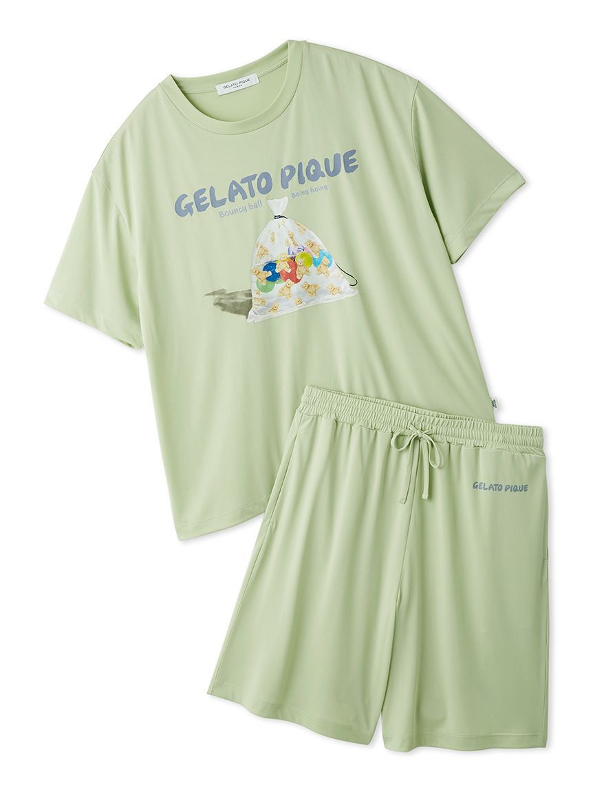 GELATO PIQUE HOMME「【HOMME】【MINT SORBET by HEIQ MINT】【接触冷感】夏祭りワンポイントTシャツ&ハーフパンツセット」|ルームウェア|MNT
