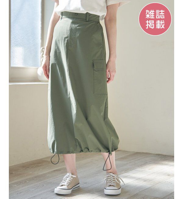 ikka「【雑誌InRed5月号掲載】リップストップカーゴスカート」|スカート|オリーブ