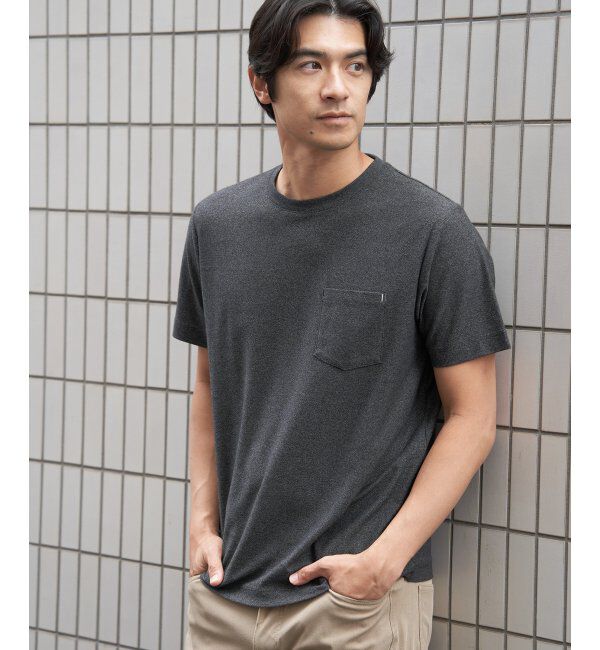 ikka「冷感DRYメランジ梨地Tシャツ」|Tシャツ・カットソー|ブラック