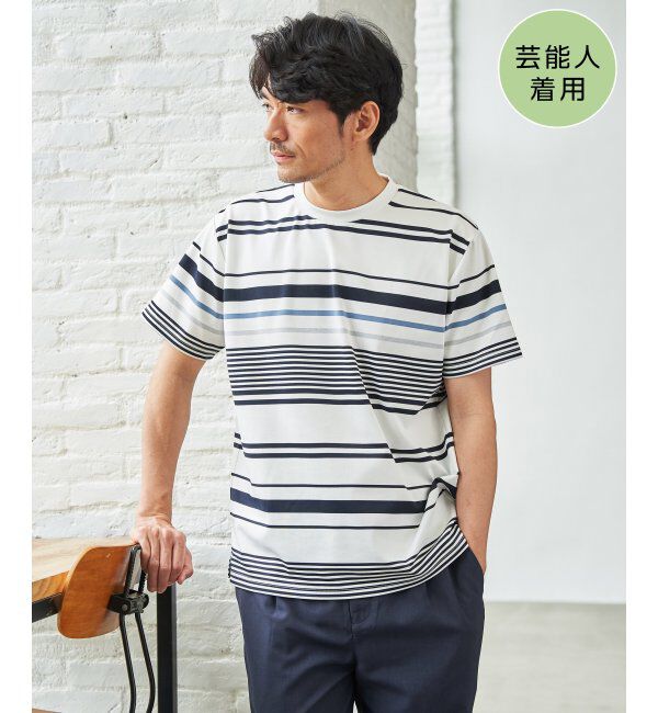 ikka「【MonoMax &times; 小泉孝太郎】冷感DRYポンチボーダーTシャツ「小泉孝太郎さん着用モデル」」|Tシャツ・カットソー|