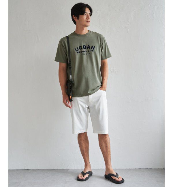 ikka「URBAN NATURE LIFE アーバンネイチャーライフ 鹿の子フロッキープリントTシャツ」|Tシャツ・カットソー|