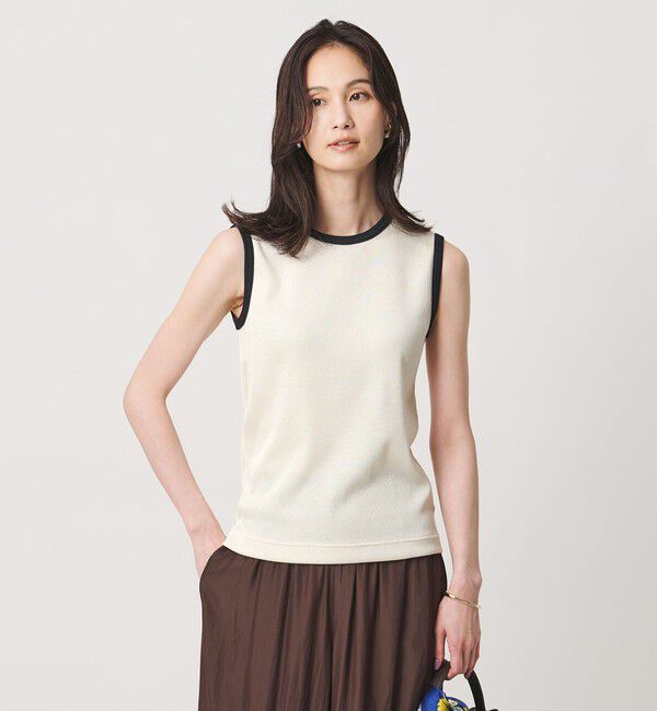UNITED ARROWS「リブ バイカラーパイピング ノースリーブ Tシャツ」|タンクトップ|OFF WHITE