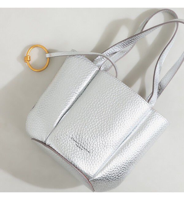 Demi-Luxe BEAMS 「GIANNI CHIARINI / メタリック LILY ハンドバッグ」|トートバッグ|SILVER