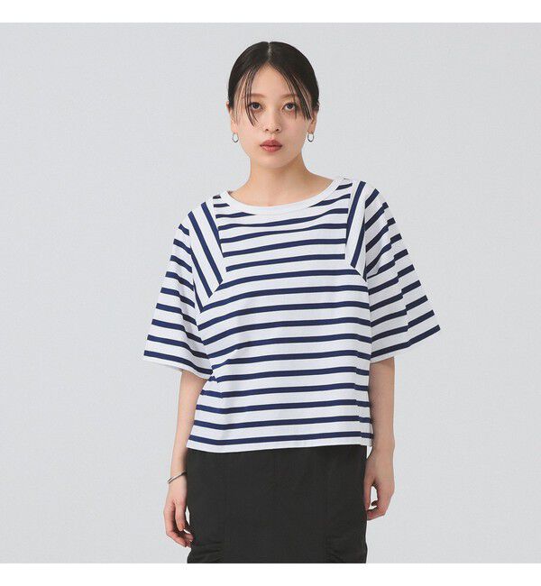 Ray BEAMS 「ワイドスリーブ ボックス Tシャツ」|Tシャツ・カットソー|WHITE/BLUE