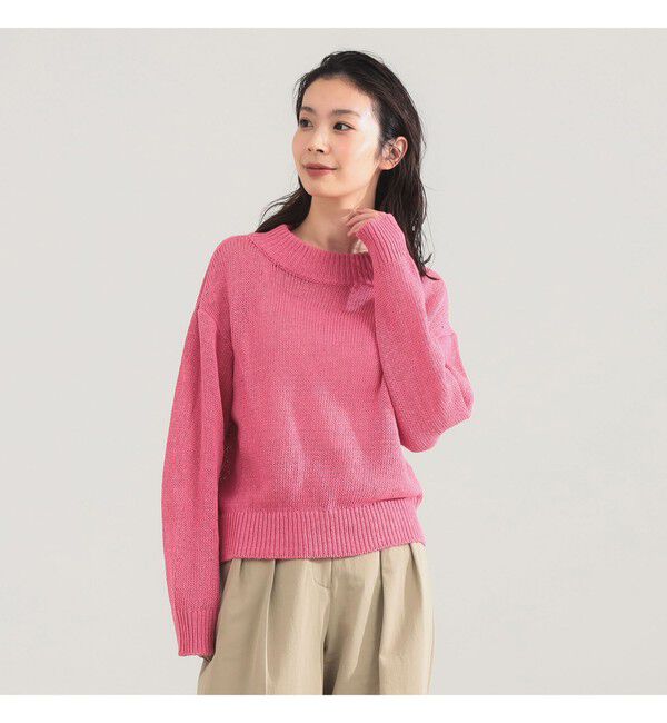 Demi-Luxe BEAMS 「AK+1 / 3ゲージ ボトルネック プルオーバー」|ニット・セーター|PINK