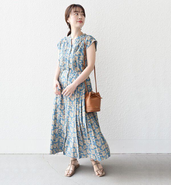 SHIPS for women「《一部予約》【WEB限定】〈洗濯機可能〉ドット 花柄 サイド プリーツ フレンチスリーブ ワンピース」|ワンピース|