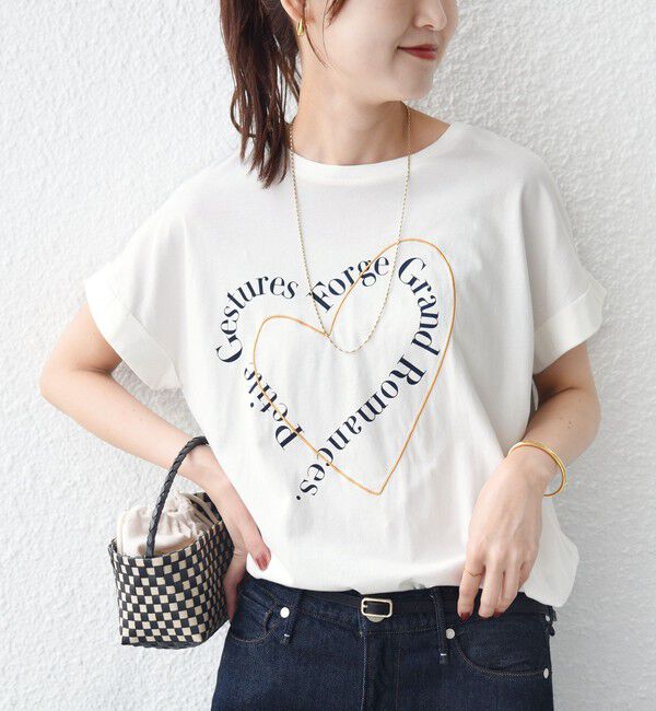 SHIPS for women「【WEB限定】〈手洗い可能〉バリエーション ロゴ 刺繍 プリントTEE」|Tシャツ・カットソー|ホワイト系