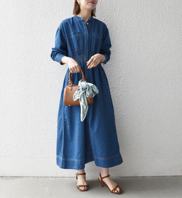 SHIPS any「《一部追加予約》SHIPS any: シャーリング デニム ポケット ワンピース ［SHIPS any DENIM］」|ワンピース|