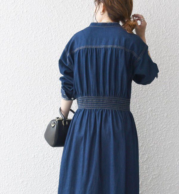 SHIPS any「《一部追加予約》SHIPS any: シャーリング デニム ポケット ワンピース ［SHIPS any DENIM］」|ワンピース|