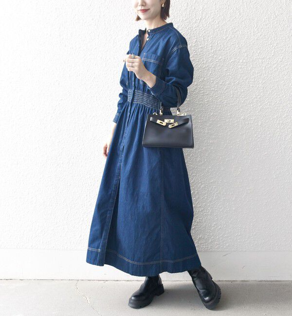 SHIPS any「《一部追加予約》SHIPS any: シャーリング デニム ポケット ワンピース ［SHIPS any DENIM］」|ワンピース|
