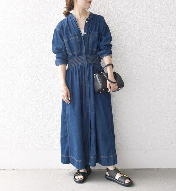 SHIPS any「《一部追加予約》SHIPS any: シャーリング デニム ポケット ワンピース ［SHIPS any DENIM］」|ワンピース|