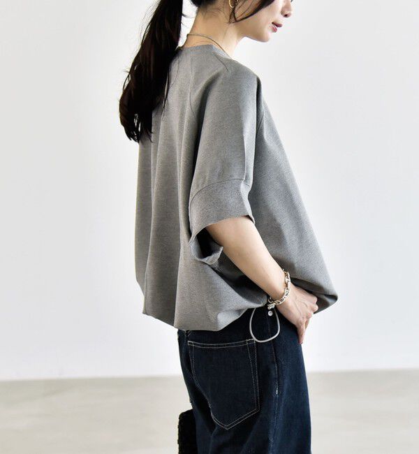 quaranciel「quaranciel:〈洗濯機可能〉ライト ポンチ ハーフスリーブ ドロスト ルーズ TEE」|Tシャツ・カットソー|