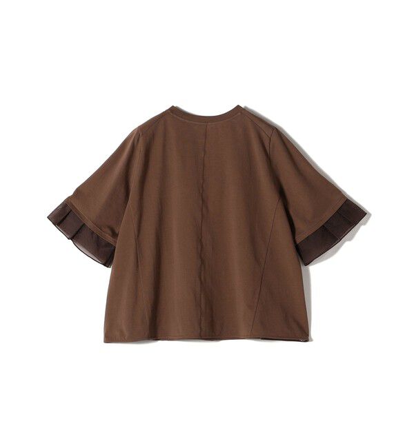SHIPS for women「【WEB限定】〈接触冷感 / UVカット〉シアー オーガンジー コンビ プルオーバー」|Tシャツ・カットソー|