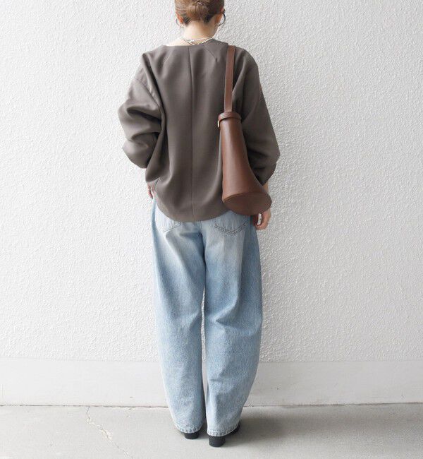 SHIPS any「SHIPS any:〈洗濯機可能〉ダブルクロス ノーカラー ジップ ブルゾン［NAVY BLUE］」|ノーカラージャケット|