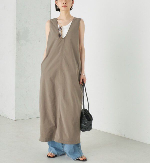 SHIPS for women「Wai＋:〈接触冷感 / 吸水速乾 / 洗濯機可能〉タイプライター コクーン ワンピース」|ワンピース|カーキ