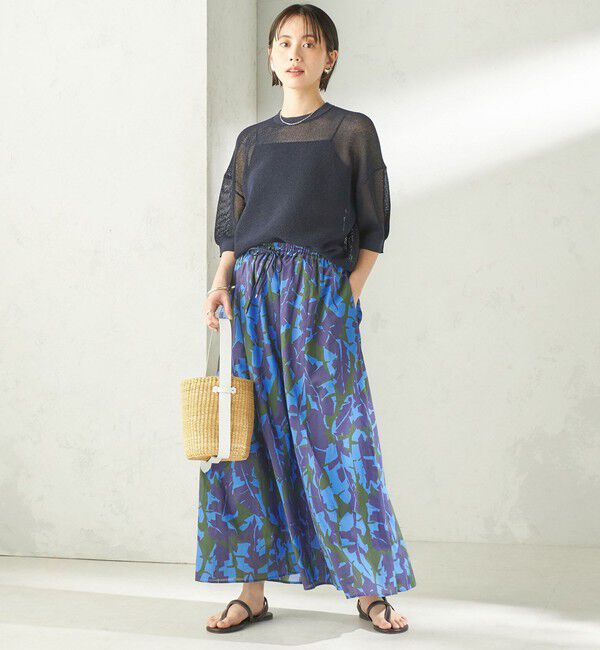 SHIPS for women「〈手洗い可能〉DEVEAUX リーフ プリント スカート」|スカート|