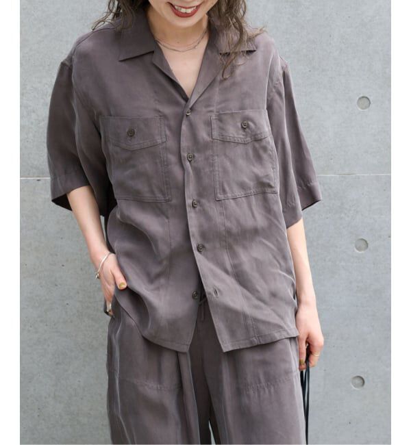 OUTDOOR PRODUCTS Usual Things「≪予約≫追加 キュプラオープンカラーハーフスリーブポケットシャツ セットアップ対応」|シャツ・ブラウス|