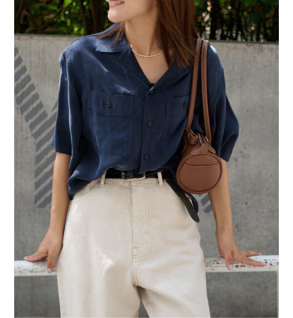 OUTDOOR PRODUCTS Usual Things「≪予約≫追加 キュプラオープンカラーハーフスリーブポケットシャツ セットアップ対応」|シャツ・ブラウス|ネイビー