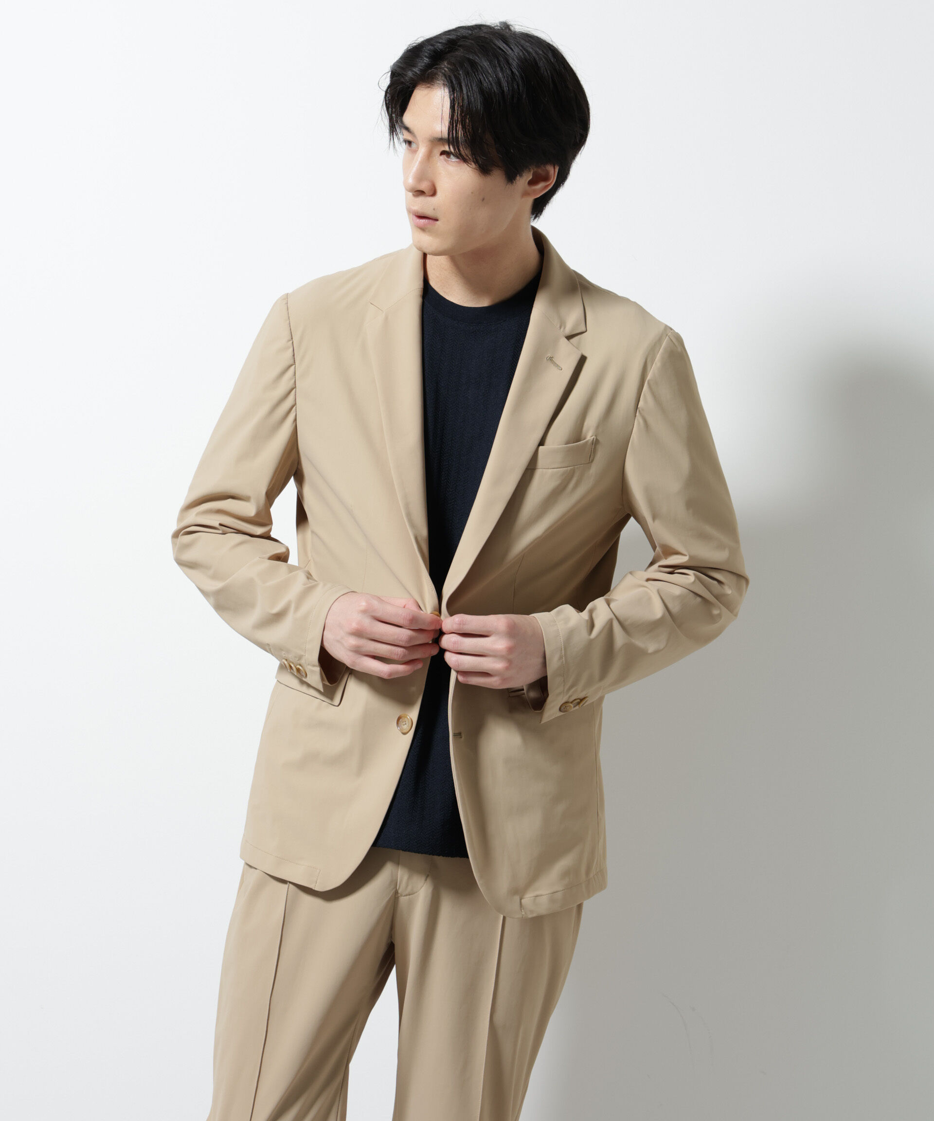 nano･universe「｢N JACKET PREMIUM｣ｸｰﾙﾀｯﾁ4WAYｽﾄﾚｯﾁｼﾞｬｹｯﾄ撥水(ｾｯﾄｱｯ 」|スーツ|ベージュ