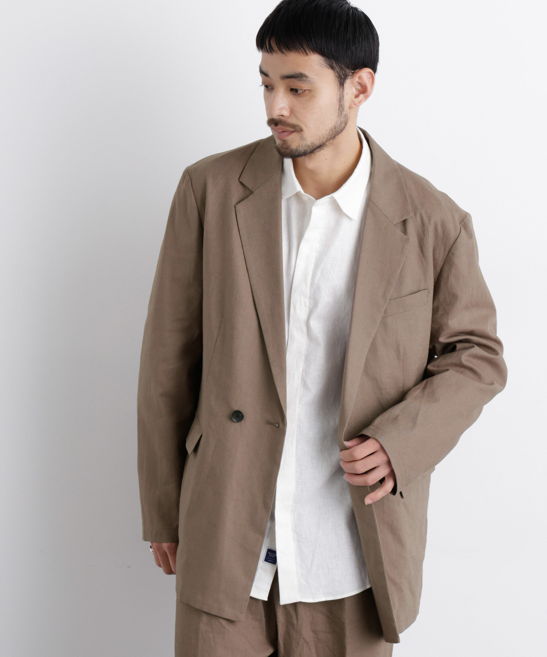 nano･universe「｢FRENCH LINEN｣ リネンコットンセミダブルJK（セットアップ可）」|テーラードジャケット|