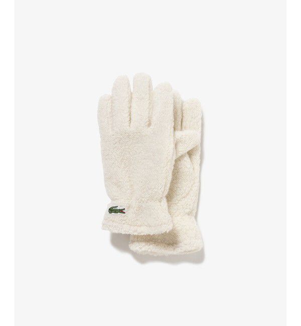 LACOSTE「リサイクル紡毛パイルグローブ」|手袋|ホワイト