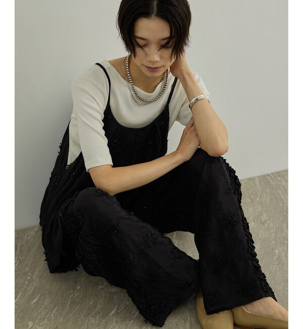 SALON adam et rope'「【WEB先行販売】【crinkle crinkle crinkle】別注レーヨンシャンタン 3D刺繍キャミソール」|キャミソール|