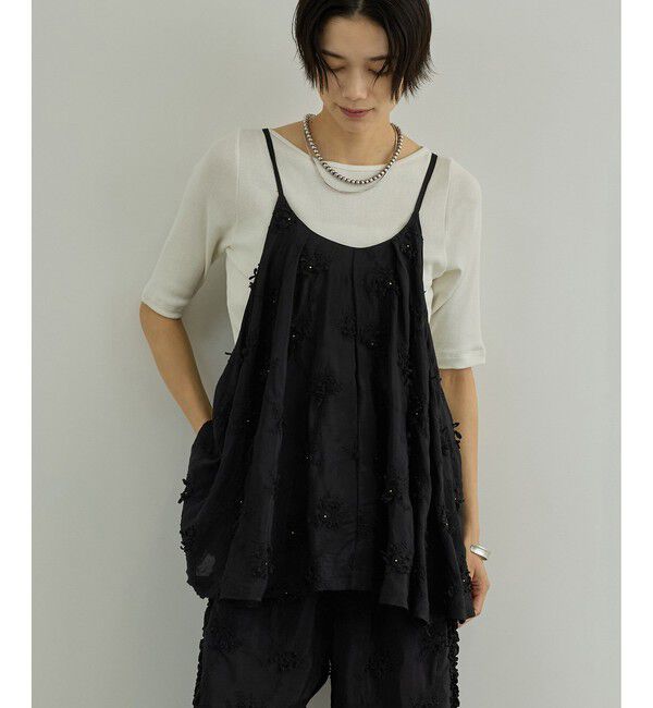 SALON adam et rope'「【WEB先行販売】【crinkle crinkle crinkle】別注レーヨンシャンタン 3D刺繍キャミソール」|キャミソール|
