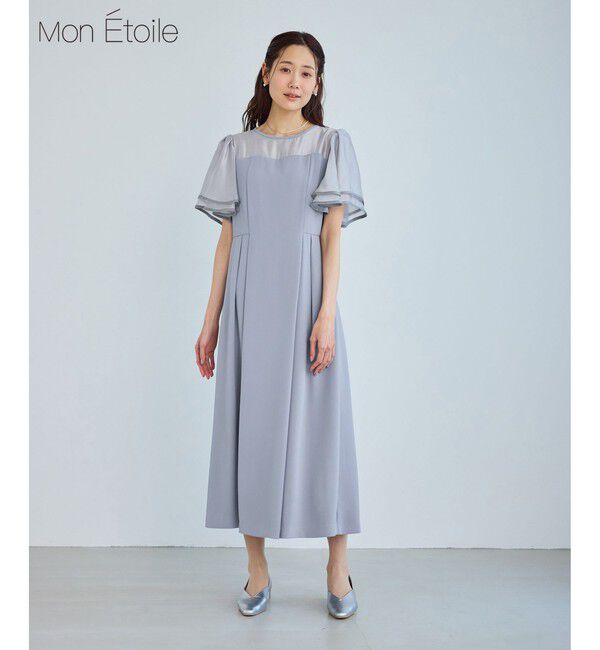 Rope&rsquo;Picnic「【Mon E&rsquo;toile/モンエトワール】フレア袖ビスチェデザインワンピース」|ドレス|サックス(48)