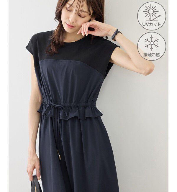 Rope&rsquo;Picnic「ナイロンビスチェドッキングカットワンピース/UVカット・接触冷感」|ワンピース|ネイビー(40)