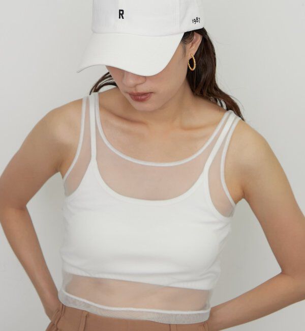  「【earthy_/アーシー】カップ付きチュールタンク」|Tシャツ・カットソー|オフホワイト