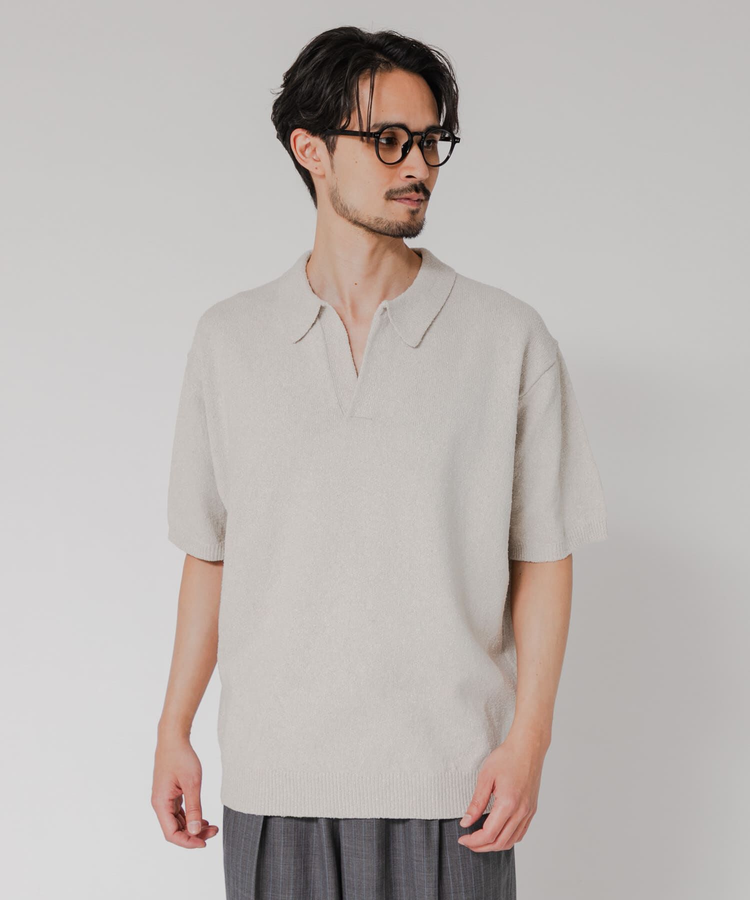 URBAN RESEARCH「SILK NOIL スキッパーポロニット」|ポロシャツ|ホワイト系その他