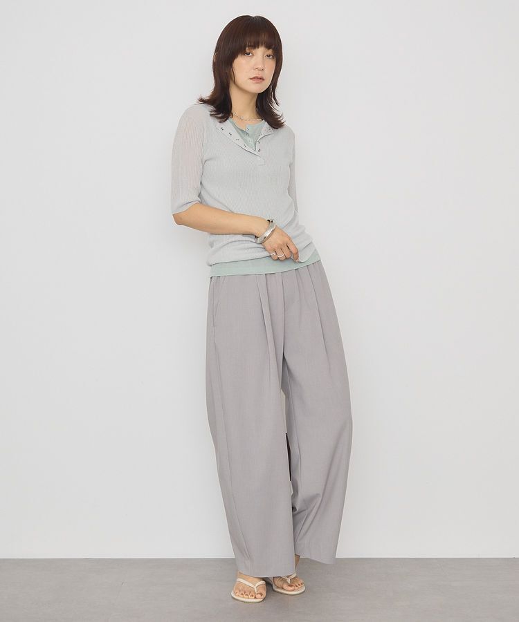 AMERICAN HOLIC「【2点セット】シアーリブヘンリーネックニット＋タンクトップ」|ニット・セーター|
