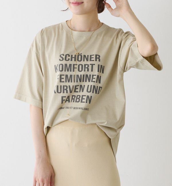  「オーガニックコットンロゴプリントT」|Tシャツ・カットソー|ベージュ