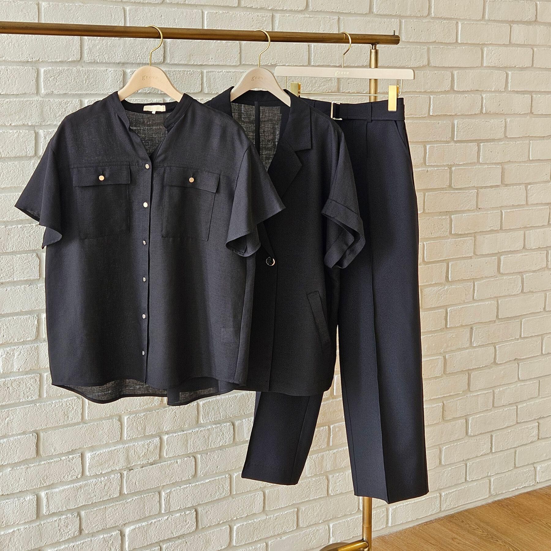 grove「【洗濯機OK・ひんやり/SETUP可】シワになりにくい、フレアスリーブブラウス」|シャツ・ブラウス|