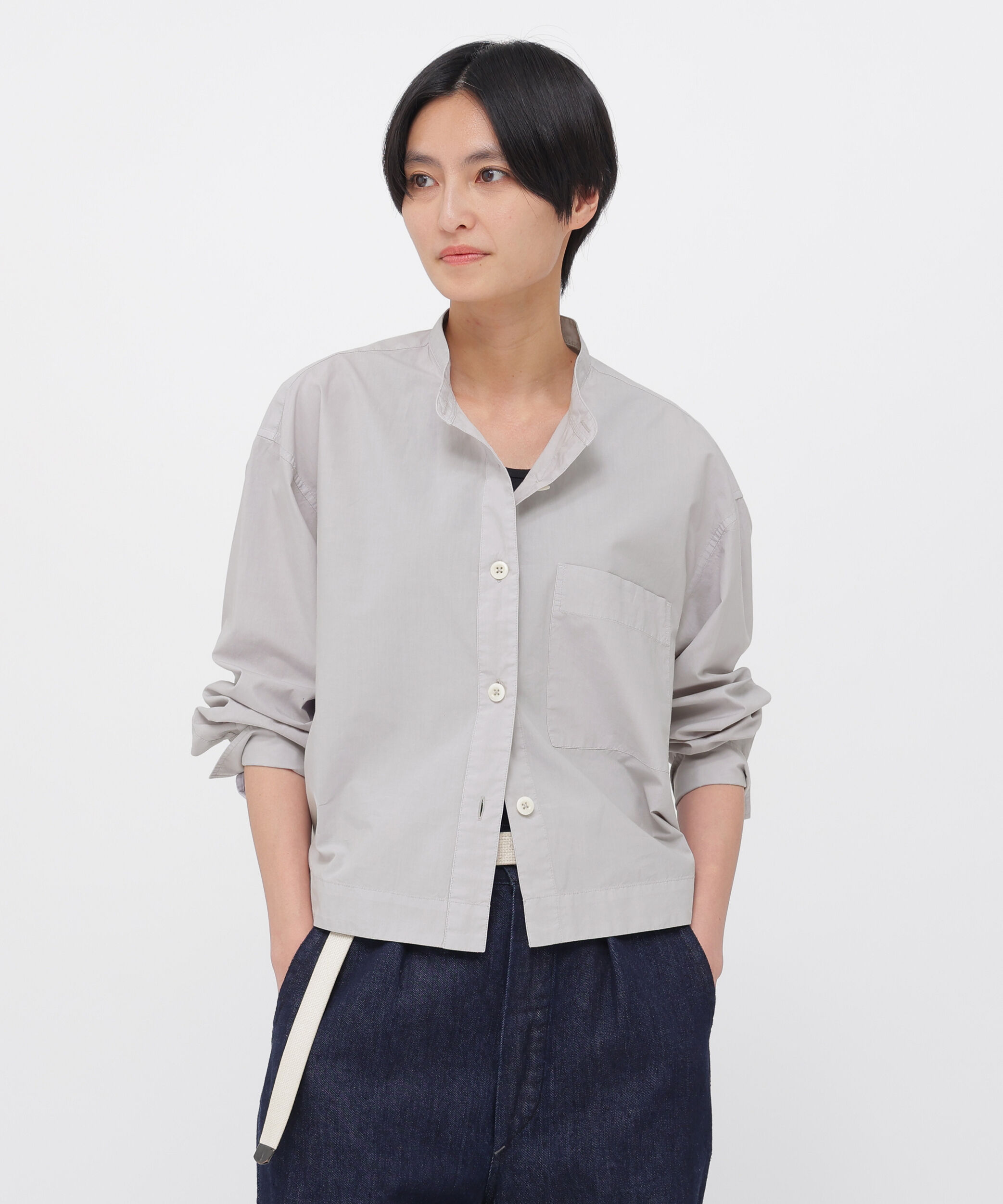 MHL.「COTTON RAMIE POPLIN SHIRT」|シャツ・ブラウス|LIGHT GREY1
