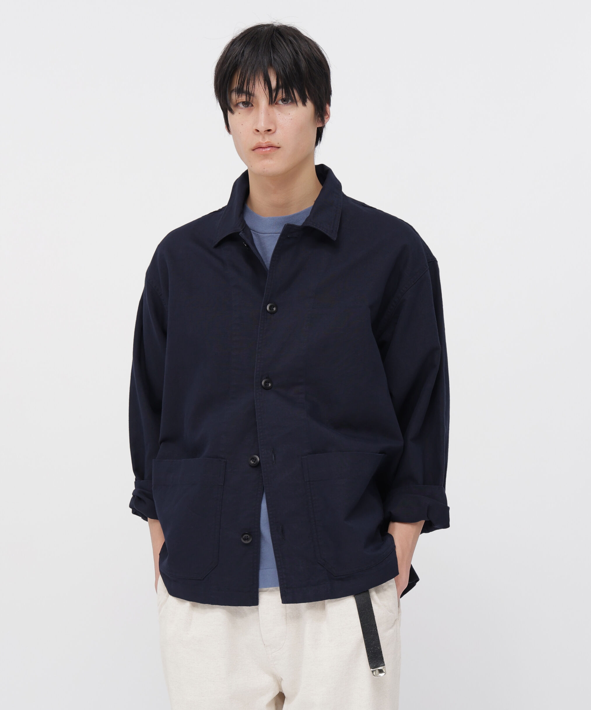 MHL.「COTTON HEMP OXFORD SHIRT」|シャツ・ブラウス|NAVY