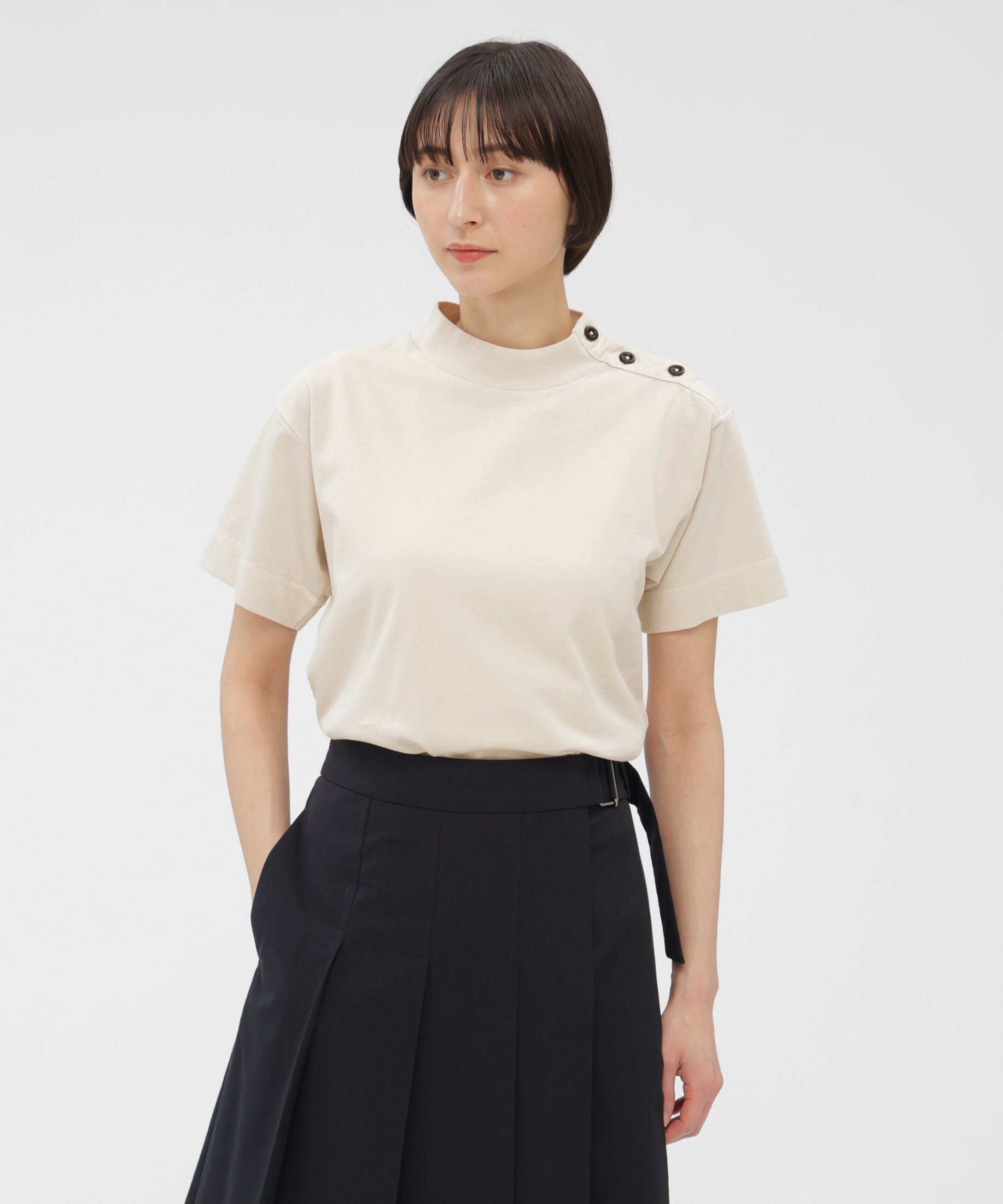 MHL.「GARMENT DYED TOUGH COTTON LINEN JERSEY TOP」|Tシャツ・カットソー|ECRU2