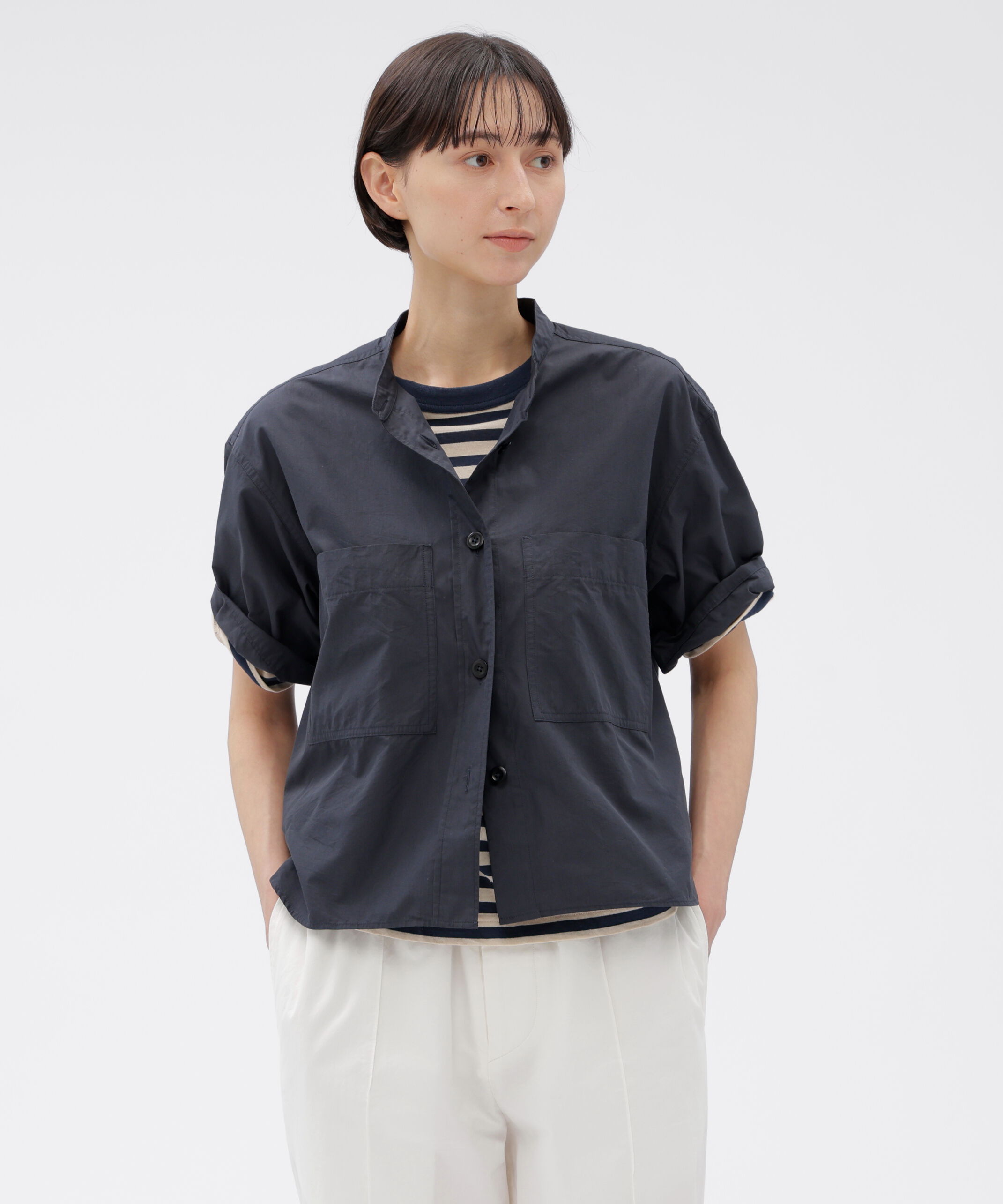 MHL.「COTTON NYLON VOILE POPLIN SHIRT」|シャツ・ブラウス|CHARCOAL3