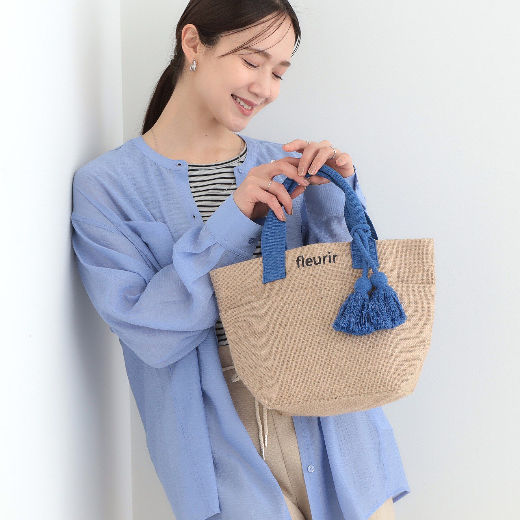 SHOO･LA･RUE「【高レビュー】夏を彩る ジュートランチトートバッグ」|トートバッグ|ブルー(092)