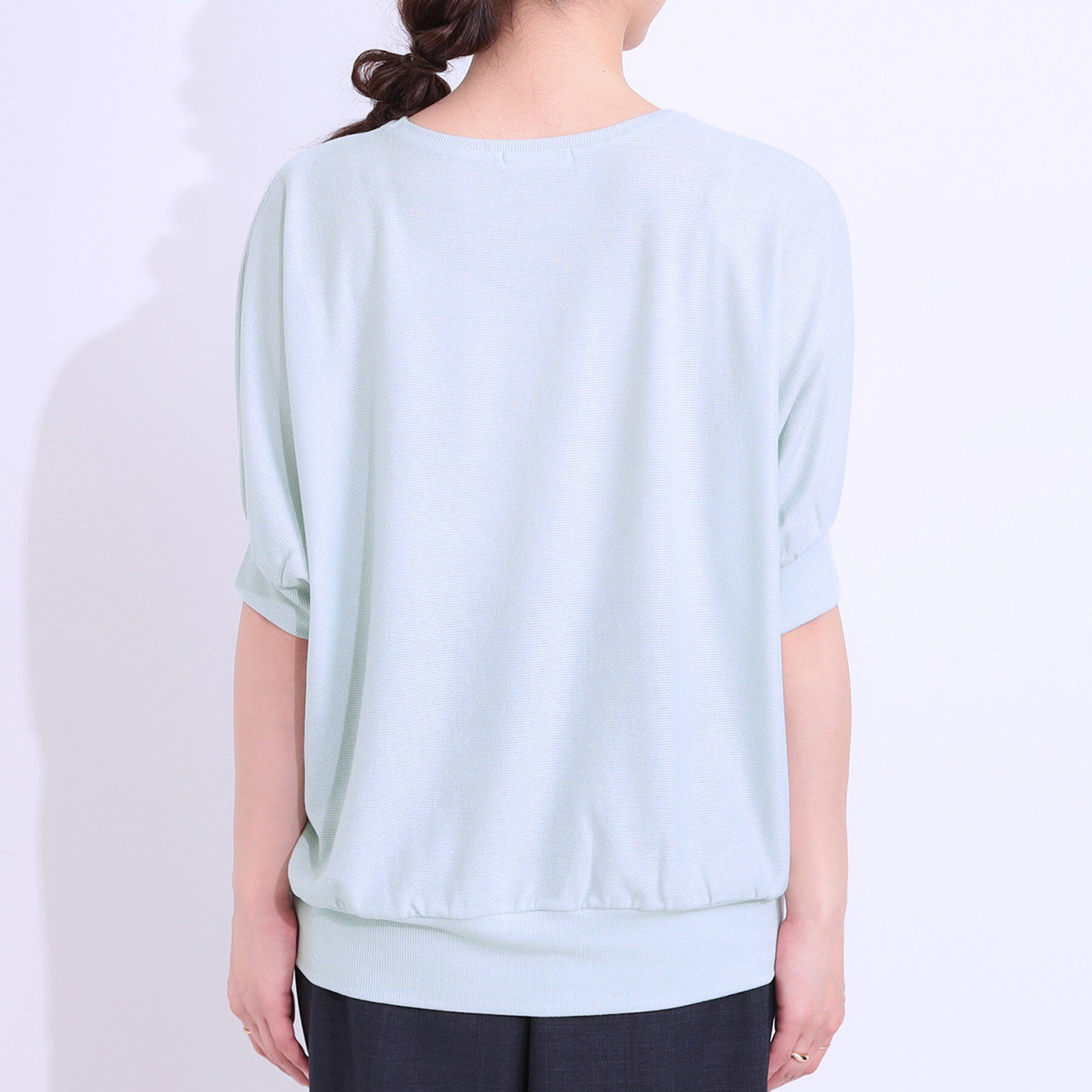 SHOO･LA･RUE「【ひんやり/UV】ほんのりラメで大人上品 お袖リブ ドルマントップス」|Tシャツ・カットソー|