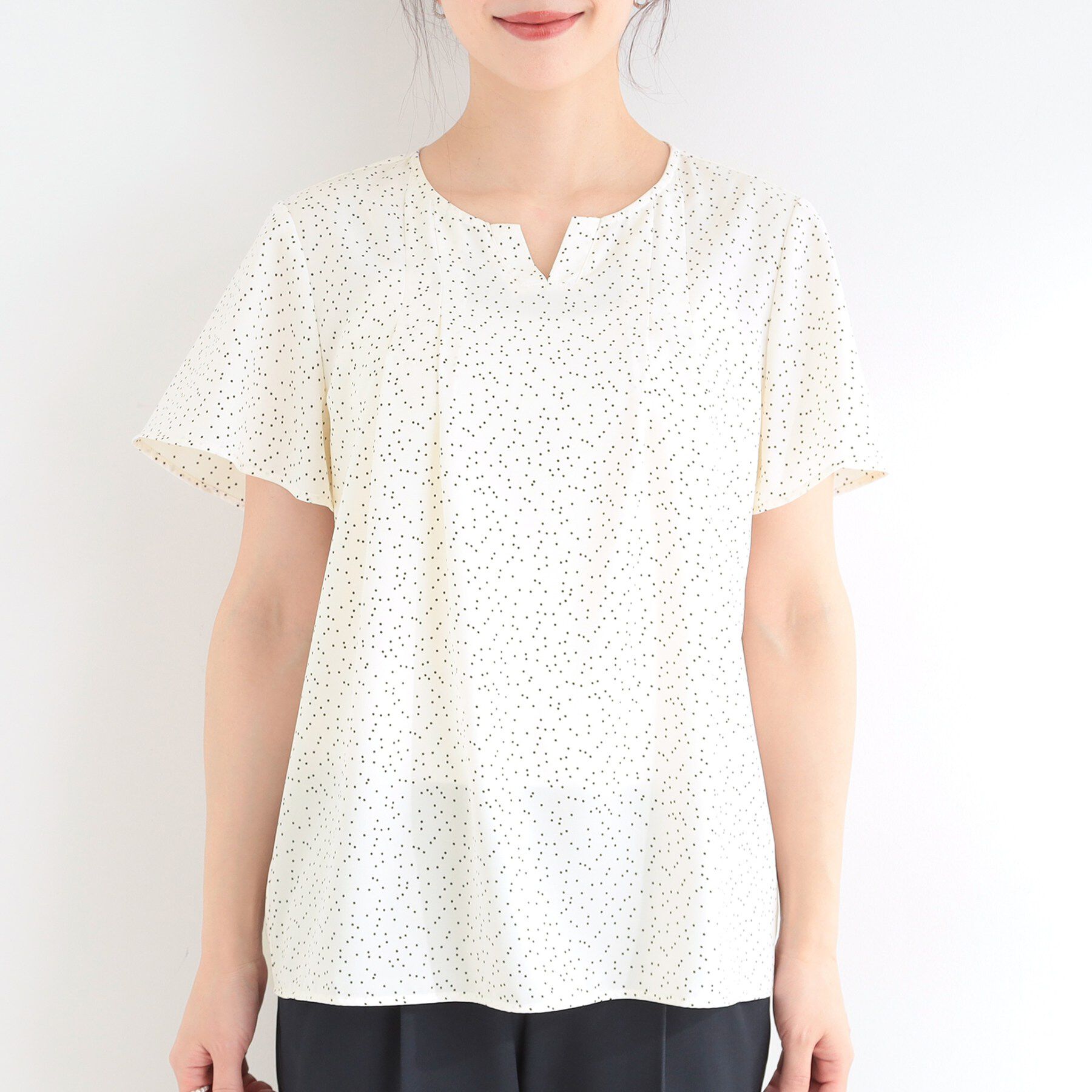 SHOO･LA･RUE「【ひんやり/UV/セットアップ可】洗濯後しわになりにくい スキッパーブラウス」|シャツ・ブラウス|