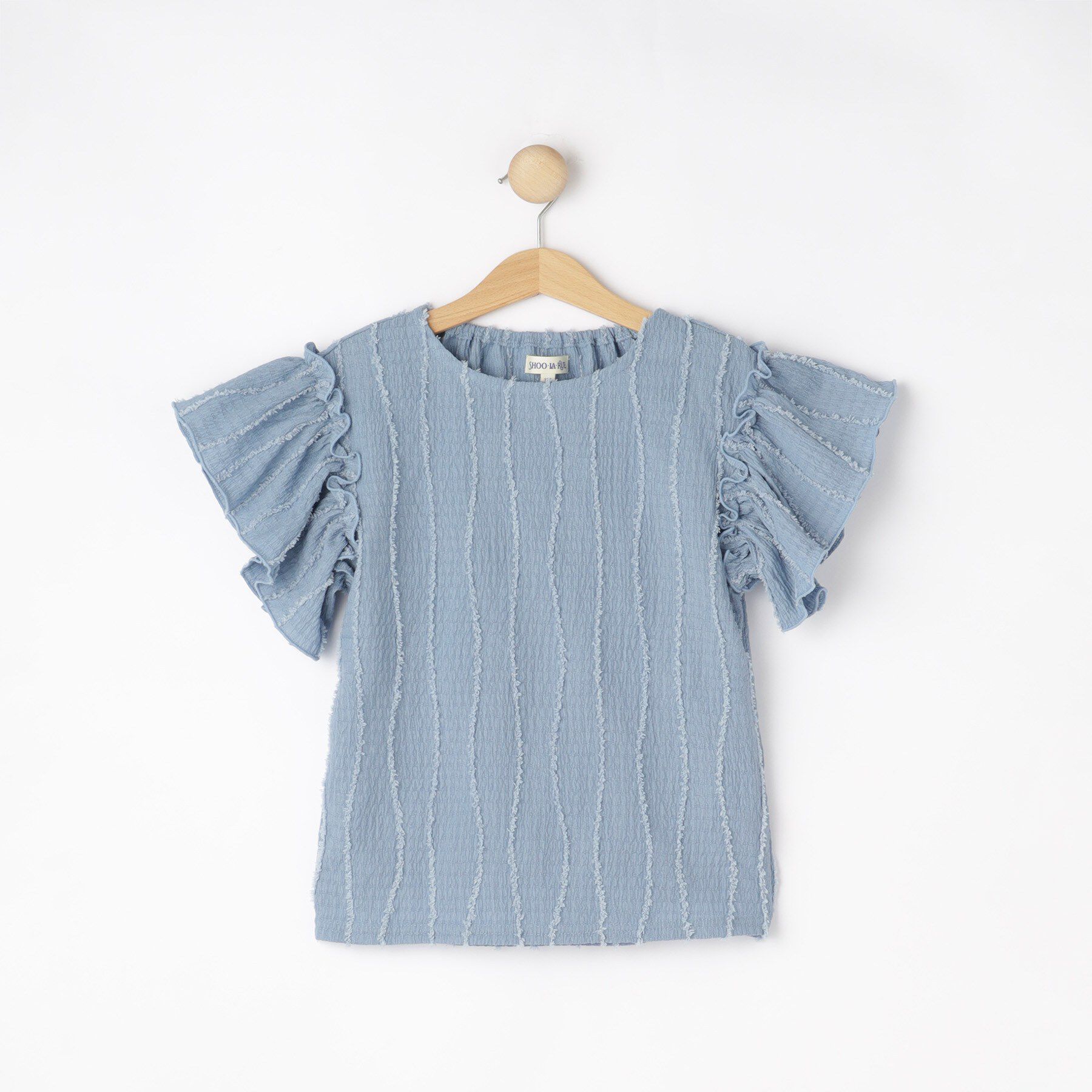 SHOO･LA･RUE「【100-150cm】フリンジジャカードフリルカットソー」|Tシャツ・カットソー|