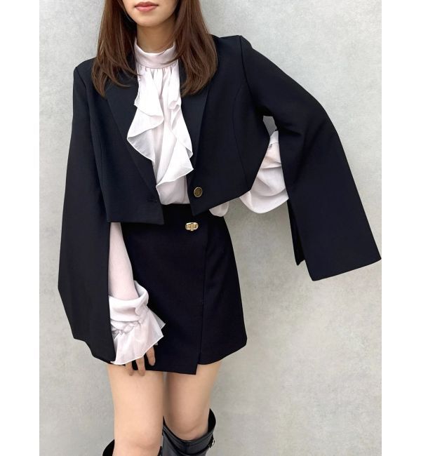 dazzlin「【WEB限定】ショートシングルジャケット」|テーラードジャケット|ブラック