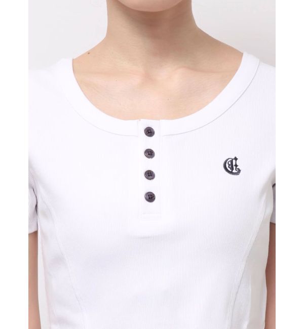 EVRIS「ハーフスリーブワンポイントヘンリーネックトップス」|Tシャツ・カットソー|
